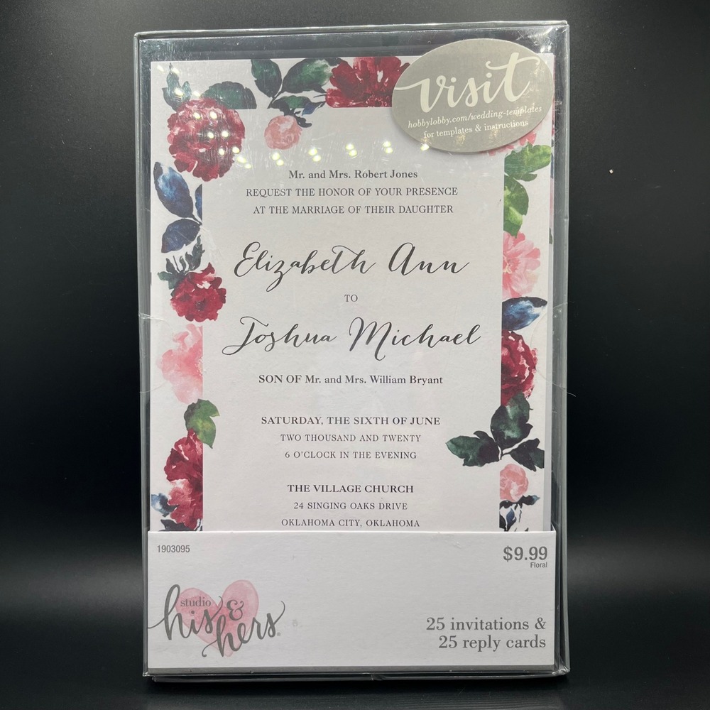 Hobby Lobby His & HersFloral‎ Wedding Invitations with Reply Cards, 25 Count